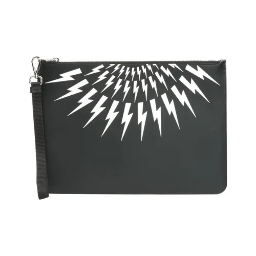 Neil Barrett Клатч из коровьей кожи мужской черный белый