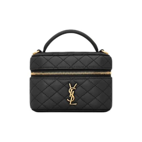 SAINT LAURENT Gaby Sheepskin One Shoulder Crossbody Portable Makeup Bag Women's Black