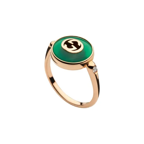 GUCCI 18К Розовое золото с зеленым агатом женские кольца золото