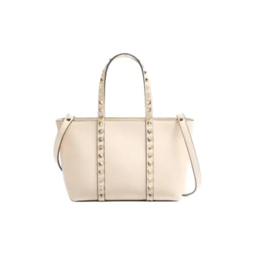 Valentino Телячья кожа Тоут Сумка Сумка для покупок Сумка Маленькая Женская Светлый слоновая кость