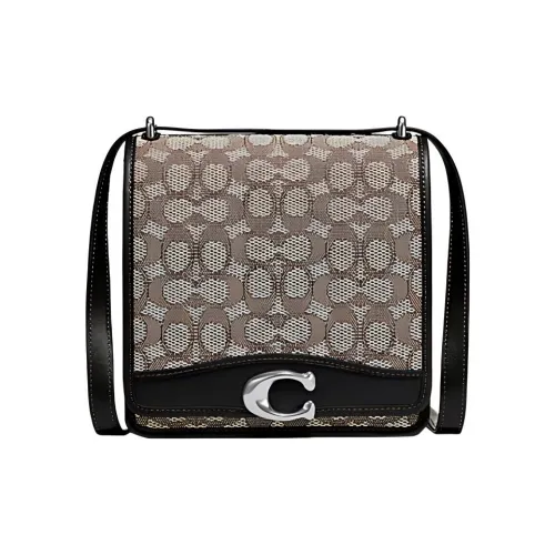 COACH Bandit Ткань с коровьей кожей Сумка через плечо Сумка Женская Коричневая и Черная