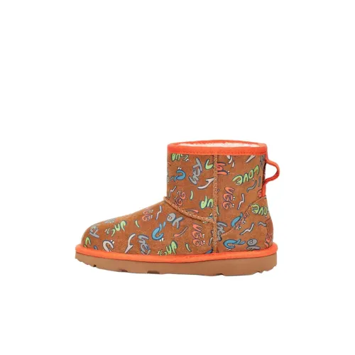 UGG CLASSIC MINI Противоскользящие Термические Детские ботинки Коричневый Оранжевый для детей 3-7 лет