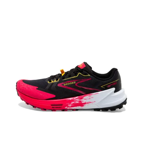 Brooks Catamount Slip-Resistant Abrasion-Resistant Low-Top Trail Running Shoes Women's Black Red Брэндс Брукс Катамонт Слип-Резистент Абразион-Резистент Низкие Кроссовки для Беговых Пути Женские Черный Красный