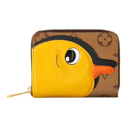 LOUIS VUITTON Sun Yitian Совместная работа Zippy Покрытый холст Монетница Кошелек Женские Коричневый Желтый