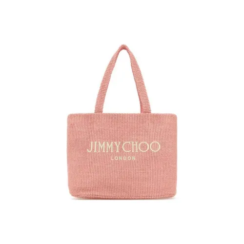 Jimmy Choo Raffia Weave Tote Bag Shopping Bag Handbag Shoulder Bag Women's Pink