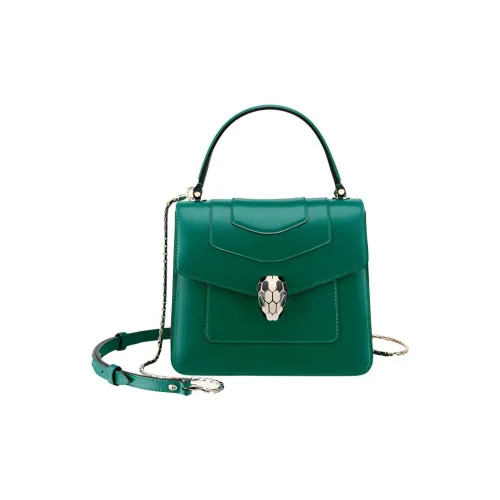 BVLGARI Serpenti Forever Сумка Через Плечо Телячья Кожа Изумрудно-зеленого Цвета, Детали Отделки Из Латуни С Покрытием Из Светлого