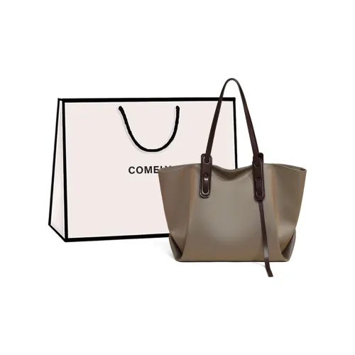 COMELY Ткань Тоут Сумка Сумка для покупок Сумка Сумка через плечо Средняя Женская Абрикос