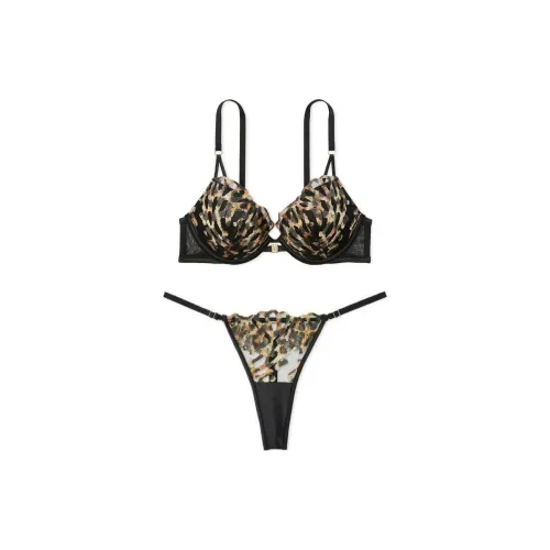 Victoria's Secret Комплект нижнего белья для женщин с принтом "Черный повсюду"