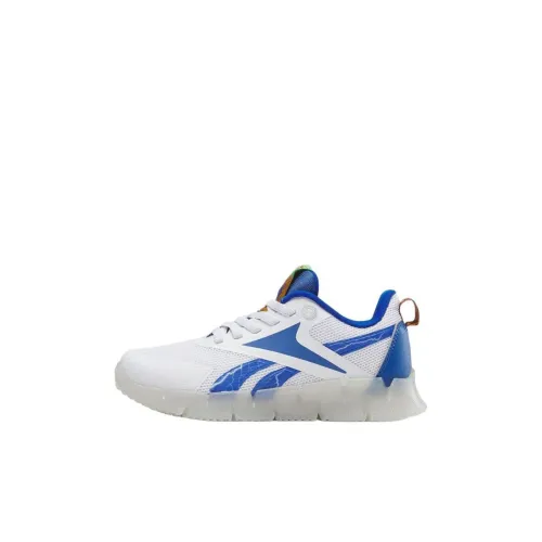 Sonic the Hedgehog 3 x Reebok Zig 'N Светящийся' Низкие Кроссовки для Беговых Занятий Детские Белые и Синие для Возрастных 3-7 Лет