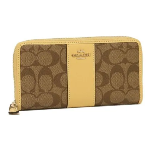 COACH Accordion Zip Кожа Кошелек Маленький Женский Коричневый Желтый