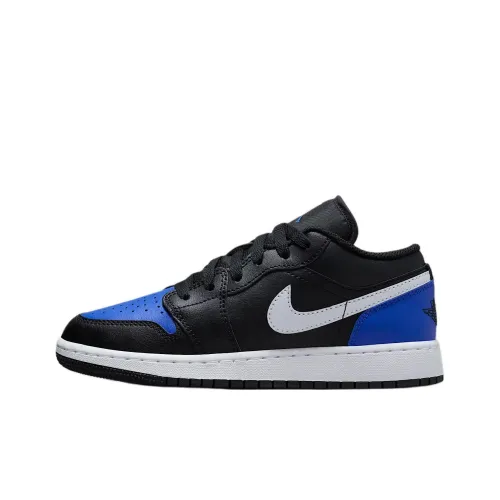 Jordan Air Jordan 1 Нижняя юбка Устойчивая к истиранию Низкий топ Детские баскетбольные кроссовки Черный Королевский синий Белый
