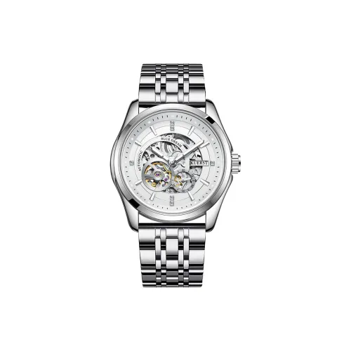 KUERST Автоматический Механический Механизм Стальной Ремешок Часы Мужские Часы С Черепным Циферблатом