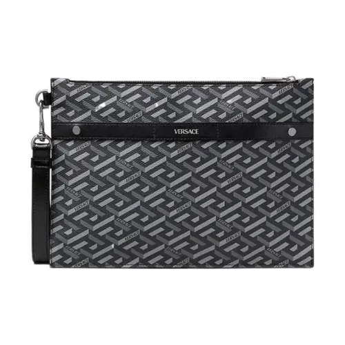 VERSACE Кожа Клатч Монетница Клатч Большой Мужской Черный