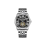 Чёрный циферблат, стальной браслет.