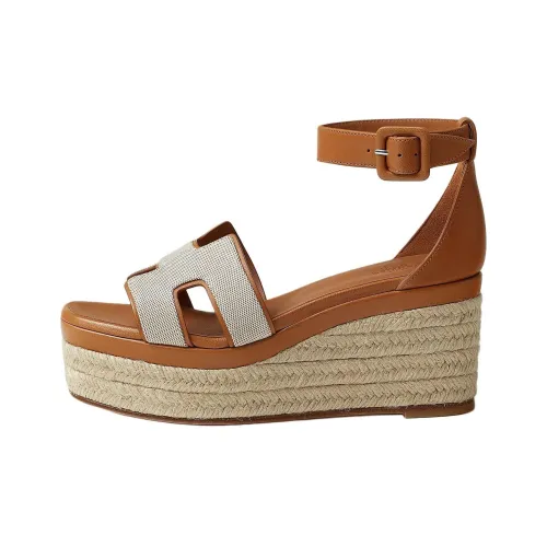 HERMES Elda One Ремень Сандалии 8 см Женские Коричневый