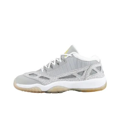 Jordan Air Jordan 11 Ретро Противоскользящий Устойчивый к истиранию Низкий Топ Детские Баскетбольные Кроссовки Серебристо-Белый Подростки