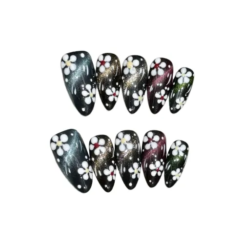 Song Biography 3D-эффект Цветочный Dark Series Осветляющий Nail Art 20 мм Миндаль