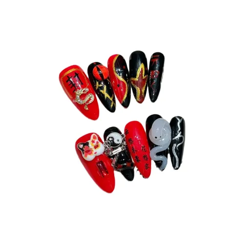 Song Biography Хэллоуин EDITION Ручная работа Багуа Тайцзи Осветляющий Мода Ногтей Искусство 25 мм Миндаль