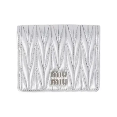 MIU MIU Напп Кожа Кошелек Маленький Женский Серебряный