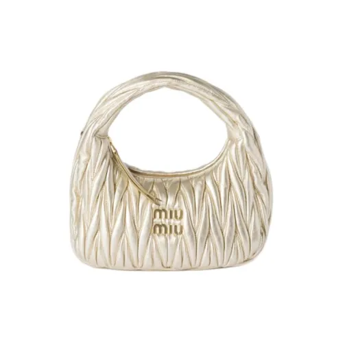 MIU MIU Wander series Мягкий Овца Кожа Сумка-полумесяц Сумка Маленькая Женская Желтая Лимонит