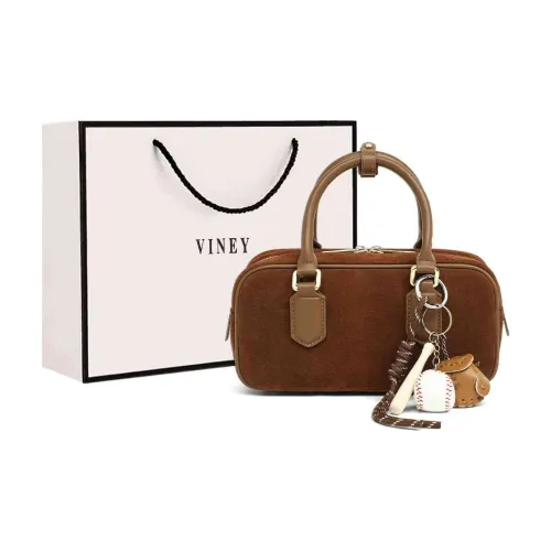 VINEY Сумка через плечо из коровьей кожи сумка для боулинга маленькая женская коричневая