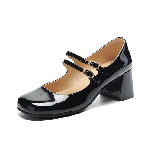 PT'SON Грубый каблук Мэри Джейн туфли 5,8 см женские