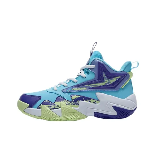 QIAODAN Анти-KICK и Устойчивый к Износу MID Топ Детские Баскетбольные Кроссовки Перистый Синий Фантастический Фиолетовый