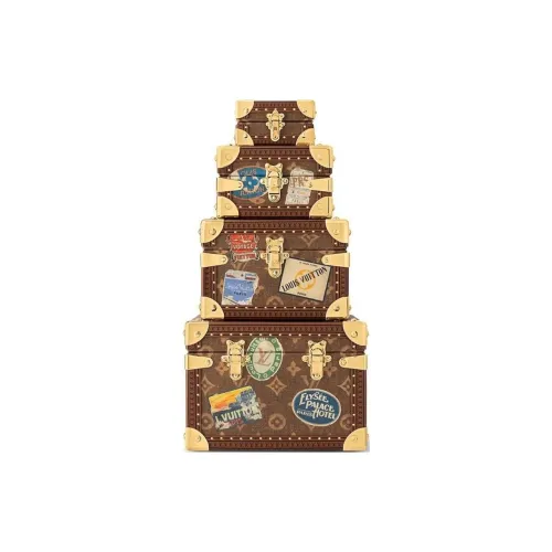 LOUIS VUITTON Кожаная отделка Хранение Коробка Твердый Чехол Женские Коричневый