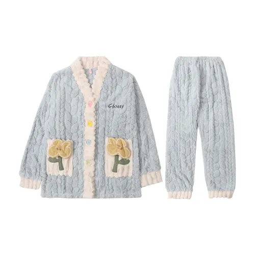 Lan Miao Пижамный комплект женский Haze синий