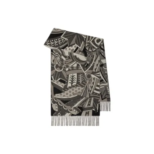 Burberry Кашемир Телячья кожа Вязаные шарфы унисекс Черный белый