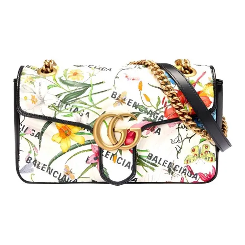 GUCCI GG Marmont Холст и Кожа Сумка через плечо Маленькая Женская Многоцветная