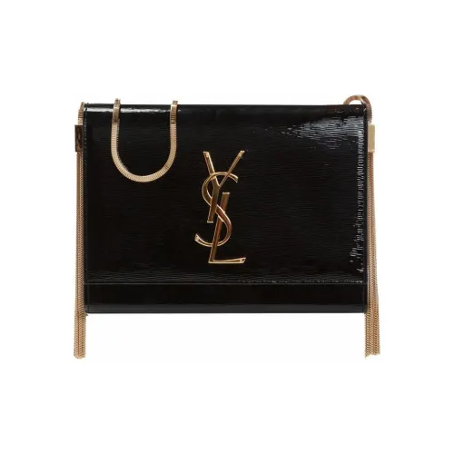 SAINT LAURENT Лакированная кожа Сумка через плечо Сумка на плечо Женская Черная