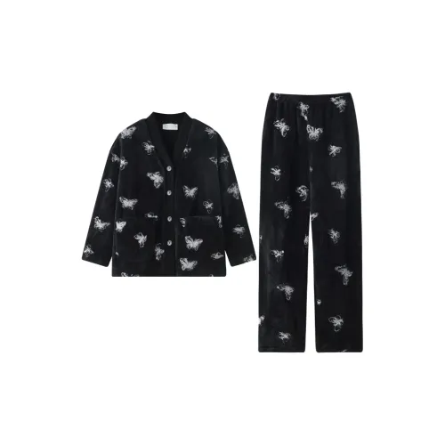 MEONSILL Пижамный комплект женский черный бабочка