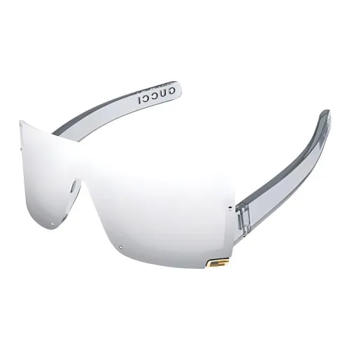 GUCCI Литьевые Прямоугольные Солнцезащитные очки Мужские Серебряные