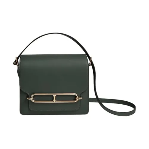HERMES Roulis Swift Телячья кожа Свиной нос Сумка Сумка через плечо Мини Женские 67 Vert FONCE Темно-зеленый