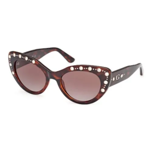 GUESS Пластик Кошачий глаз Солнцезащитные очки Женские Красно-коричневый Бежевый черный
