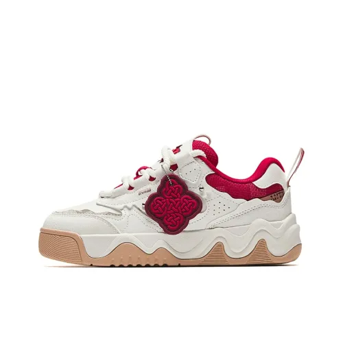 Antakids Детские Скейтбординги Низкий Топ Айвори Белый/Элегантный Красный/Розовое Золото Подростковый