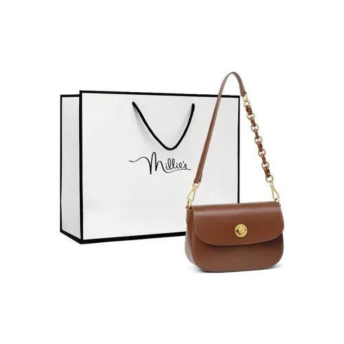 MILLIE'S Коровья кожа с синтетической кожей подмышечная портативная сумка через плечо обычная женская кофейного цвета