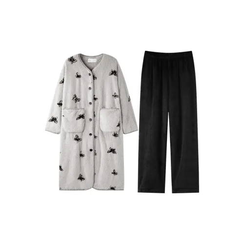 MEONSILL Пижамный комплект Женский Светло-серый Черный