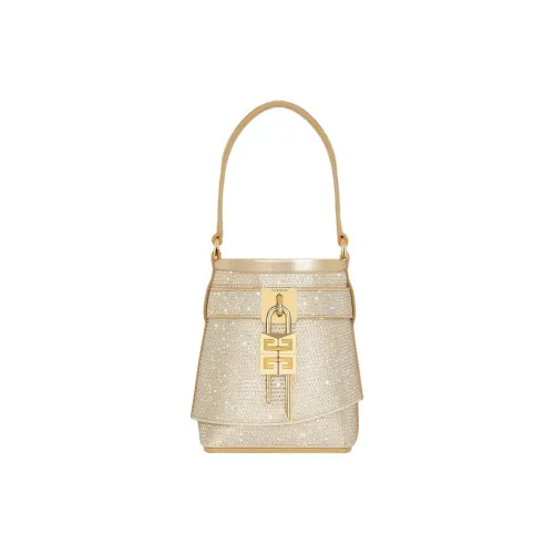 Givenchy Shark Lock Вискоза Ведрообразная Сумка Через плечо Одно плечо Сумка Женская Золотая