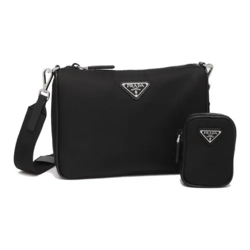 PRADA Saffiano Переработанный полиамид Сумка через плечо Унисекс Черный
