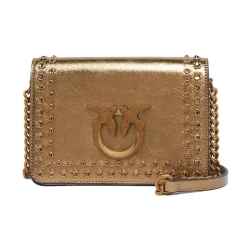 PINKO Love Bag Овчина Сумка через плечо Мини Женская Золотая