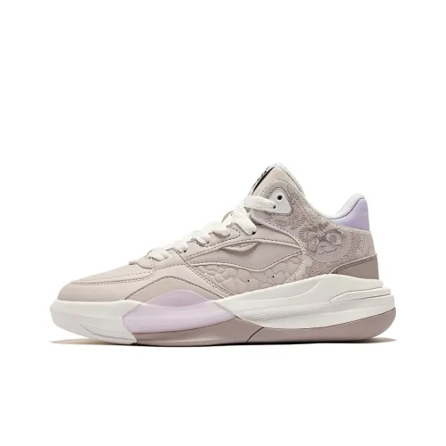 Erke Battery Panda 3V2 Slip-resistant Abrasion-resistant High Top Skateboard Shoes Women's Beige Purple