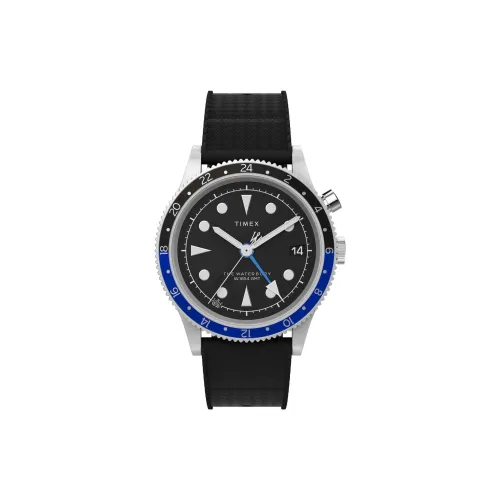 TIMEX WATERBURY Collection Мужские часы Кварцевый механизм Резиновый ремешок 39 мм Черный циферблат