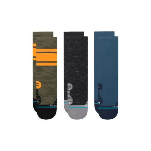 STANCE 3 упаковки Оливковый Зеленый+Черный+Синий Мужской MID Носки до икры