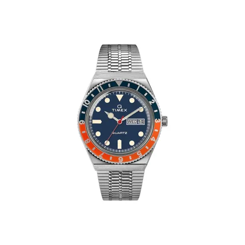 TIMEX Мужские часы Кварцевый механизм Ремешок из нержавеющей стали 38 мм Синий циферблат