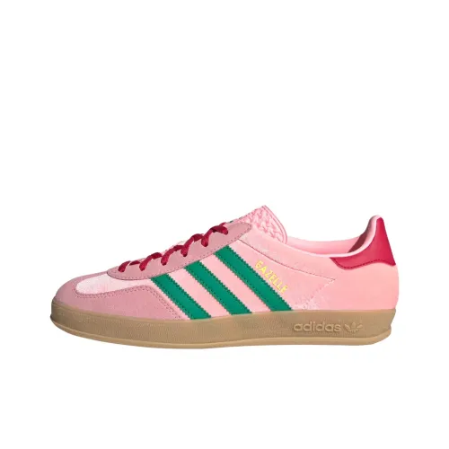 Adidas Originals GAZELLE INDOOR Скейтборд Кроссовки Низкие Grass Зеленый/Ярко-Розовый/Смола Желтый Женские