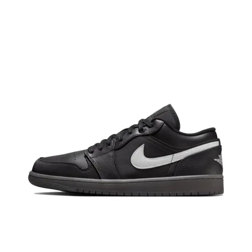 Jordan Air Jordan 1 Винтажные баскетбольные кроссовки Low Топ Черный/Золото Металлический Серебристый/Черный Унисекс