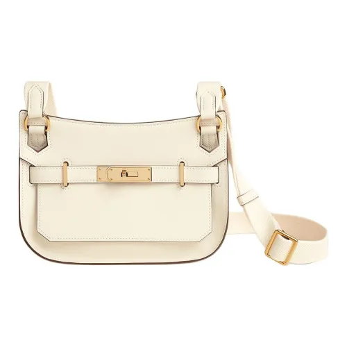 HERMES Jypsiere Swift Телячья кожа Сумка через плечо Мини Женская Кремовый Белый