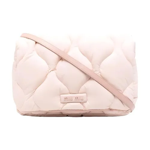 MIU MIU Телячья кожа с текстильным ремешком сумка через плечо женская розовая